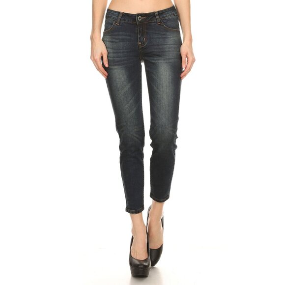 Distressed Juniors Cotton denim cropped jeans ACP-766 - Picture 1 of 4